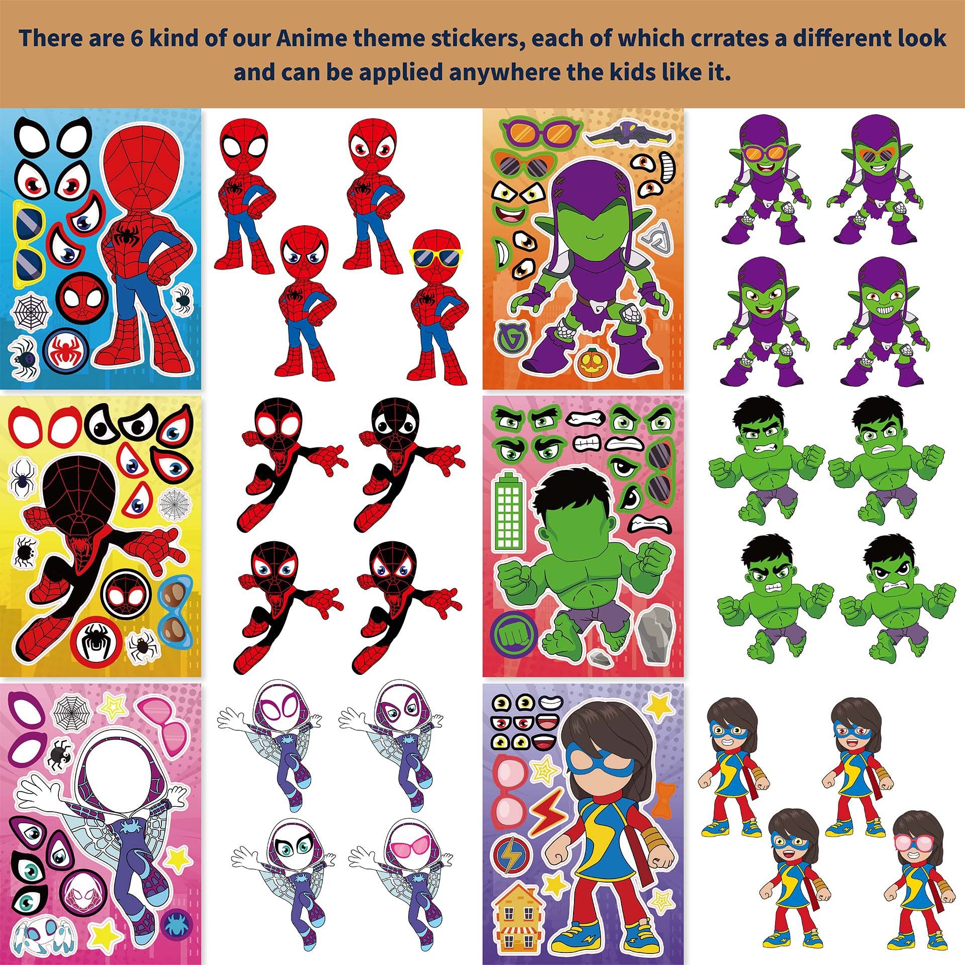 24 Sheets Spidey & Friends Stickers for Kids