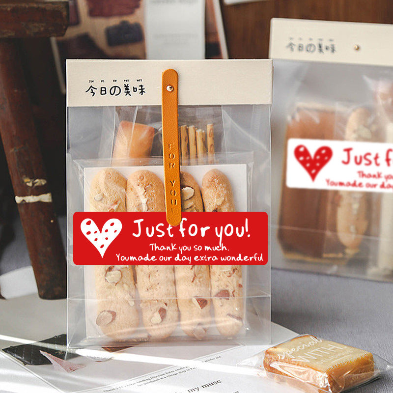 400pcs Just for You Stickers,55 x 15 mm,Red and White Rectangular Labels