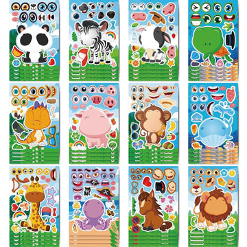 Make a Face Cartoon Animal Zoo DIY Stickers for Kids 24 Sheets