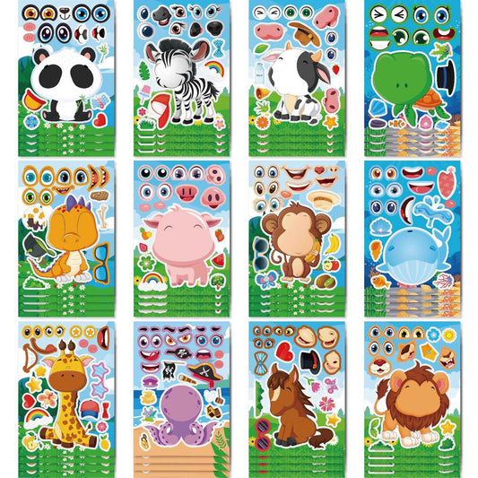 Make a Face Cartoon Animal Zoo DIY Stickers for Kids 24 Sheets