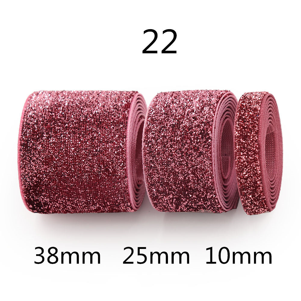 Gradient chenille sparkle ribbon, Style 22 blush/pink: 38mm, 25mm, 10mm
