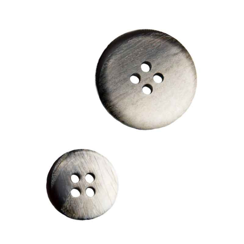 Cofee wood-grain 4-hole resin buttons, round 25mm (two views)