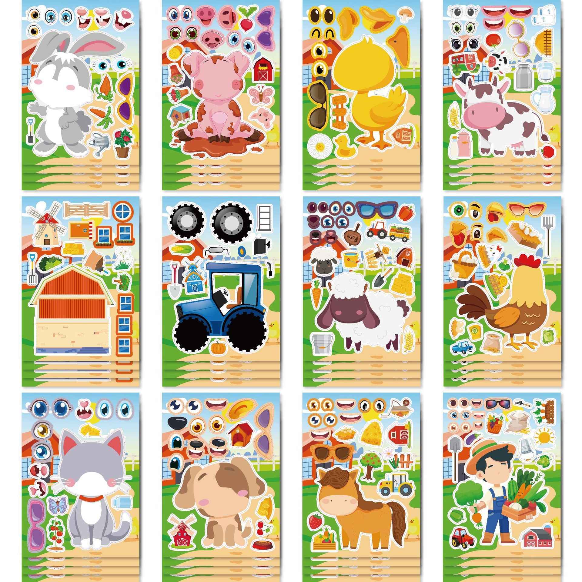 Adesivi Animali Per Bambini | 2 Fogli 14x9 Cm | Stickers Animali | Spedizione Dall'Inghilterra