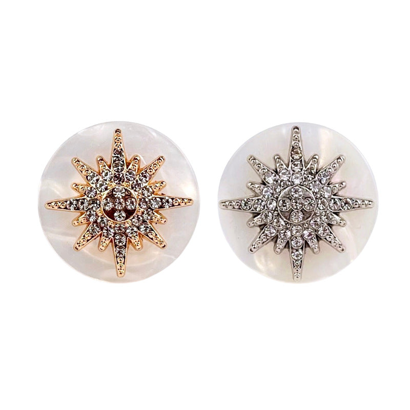 Round snowflake resin shank button, gold & silver set, 18–25mm