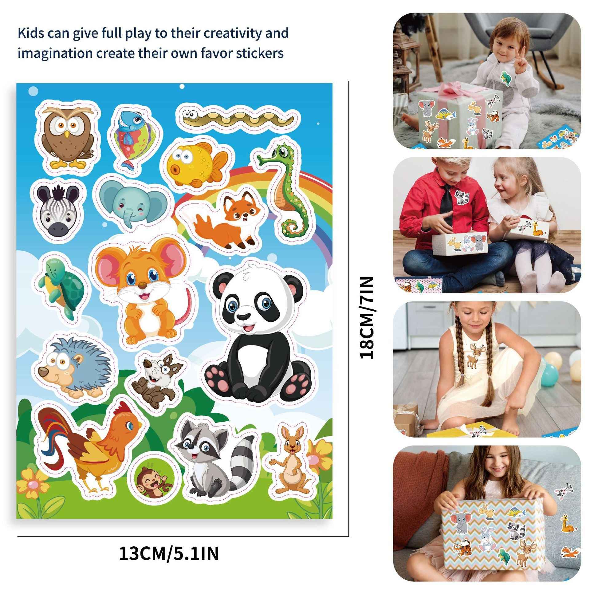 Make a Face Cartoon Animal Zoo Stickers for Kids 32 Sheets