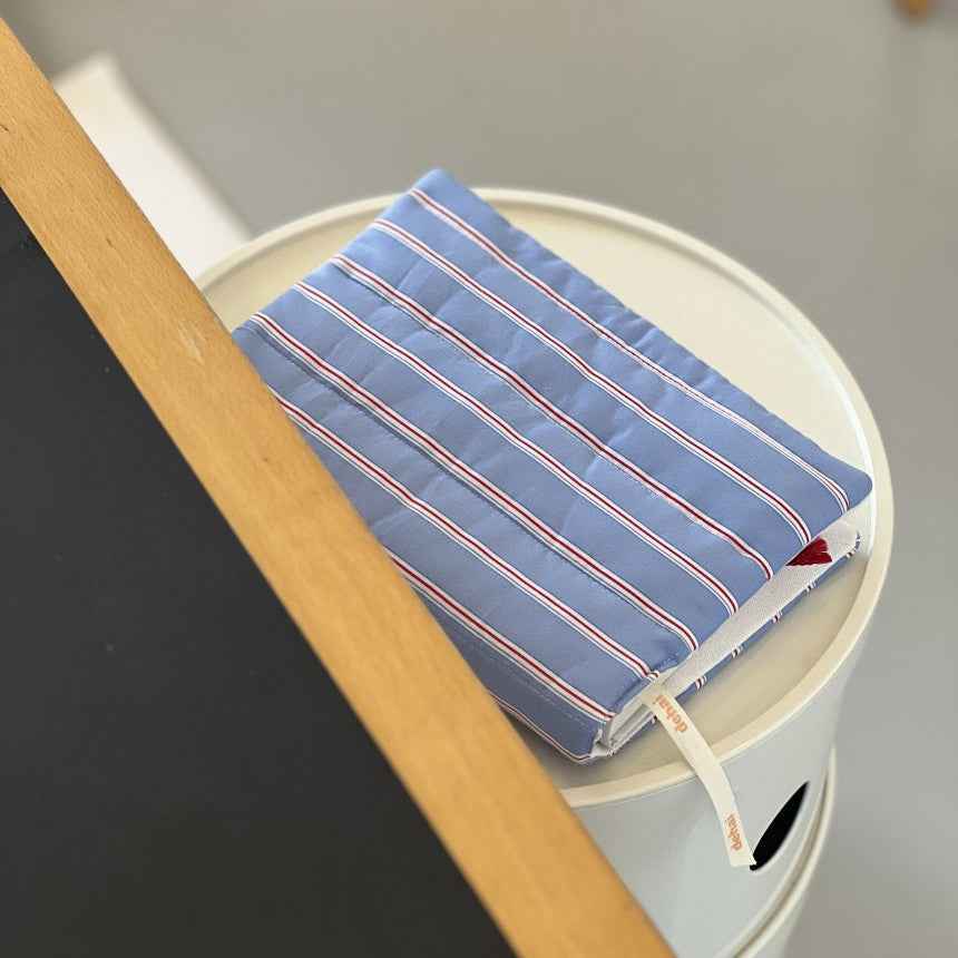 Striped Book Cover - A5 Fabric Journal Sleeve & Planner Case Blue