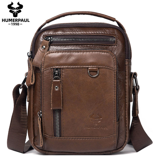 Men's Genuine Leather Crossbody Bag Coffee