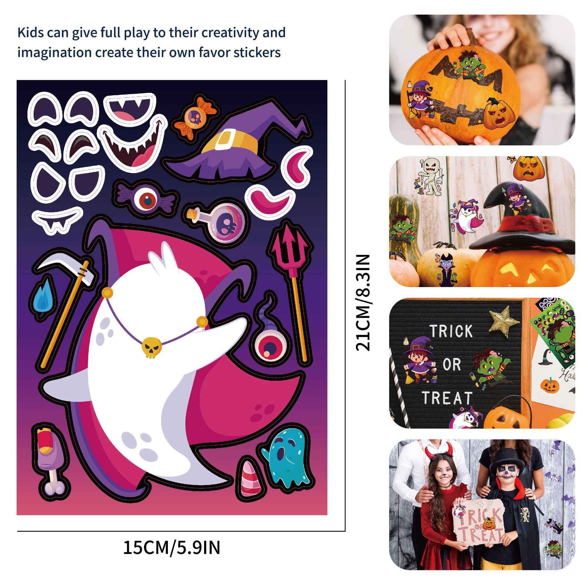 Make a Face Halloween Ghost DIY Stickers for Kids 24 Sheets