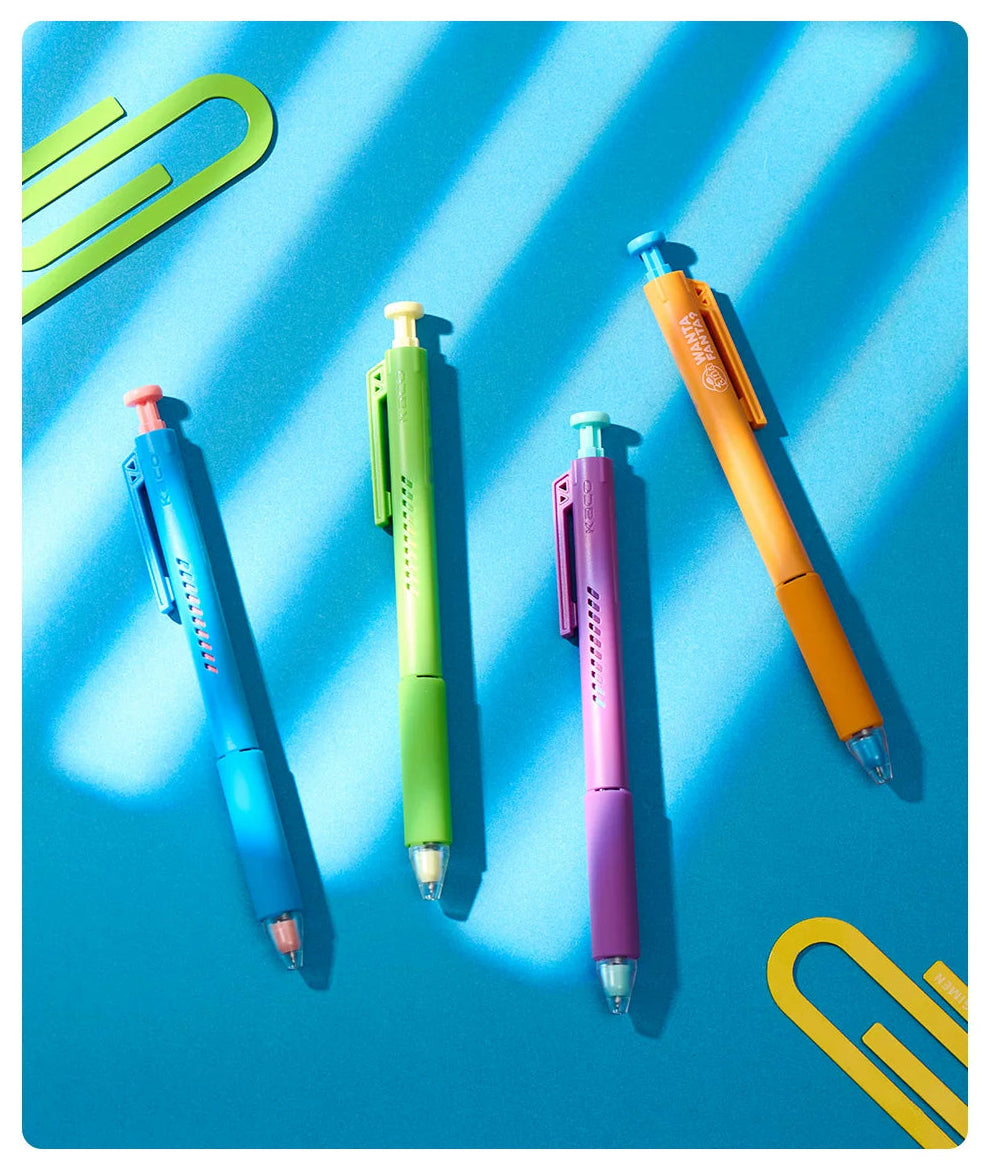 KACO x Fanta Limited Edition Click Gel Pen | Black Ink 0.5mm | 4-Pack in Collectible Can