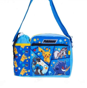Cute Pikachu Blue Kids Crossbody Water Bottle Bag