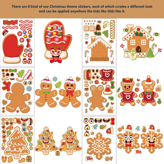 Make a Face Christmas Gingerbread Man Stickers for Kids 24 Sheets