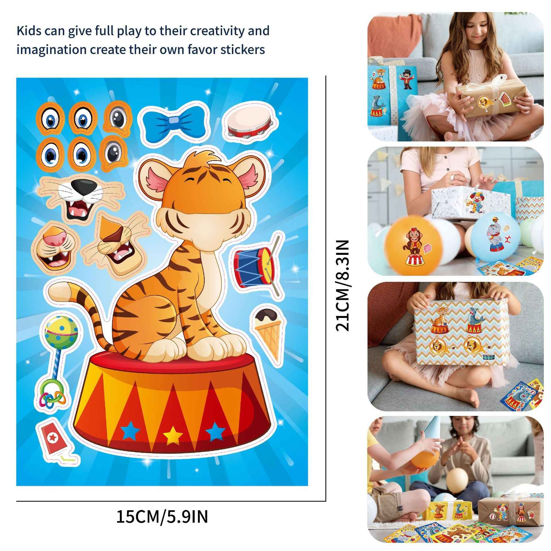 Make a Face Cartoon Circus DIY Stickers for Kids 24 Sheets