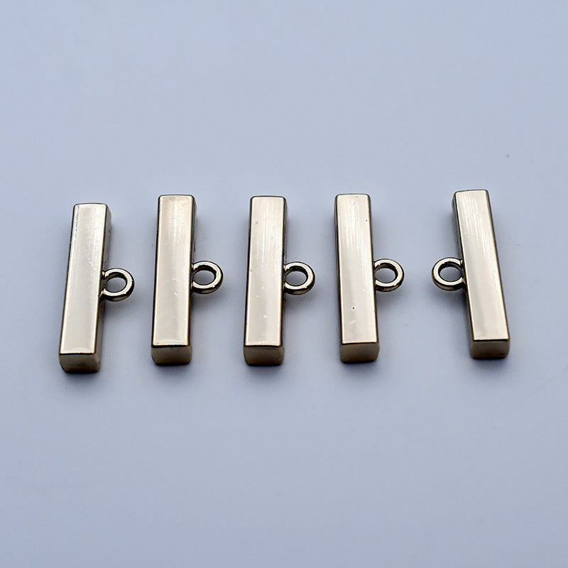 Gold rectangular bar decorative coat buttons, metal, 21mm, loop shank, set of 20