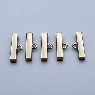 Gold rectangular bar decorative coat buttons, metal, 21mm, loop shank, set of 20