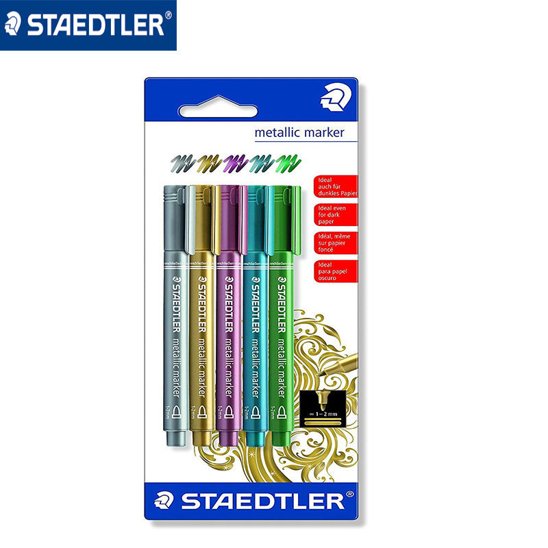 STAEDTLER 8323-S BK5 Metallic Markers - Assorted Colours (Pack of 5)