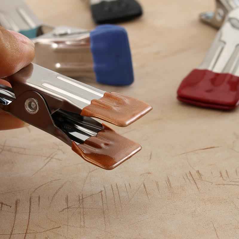 Leather Fabric Stainless Steel Clamp Clips with Rubber Sleeve 10pcs