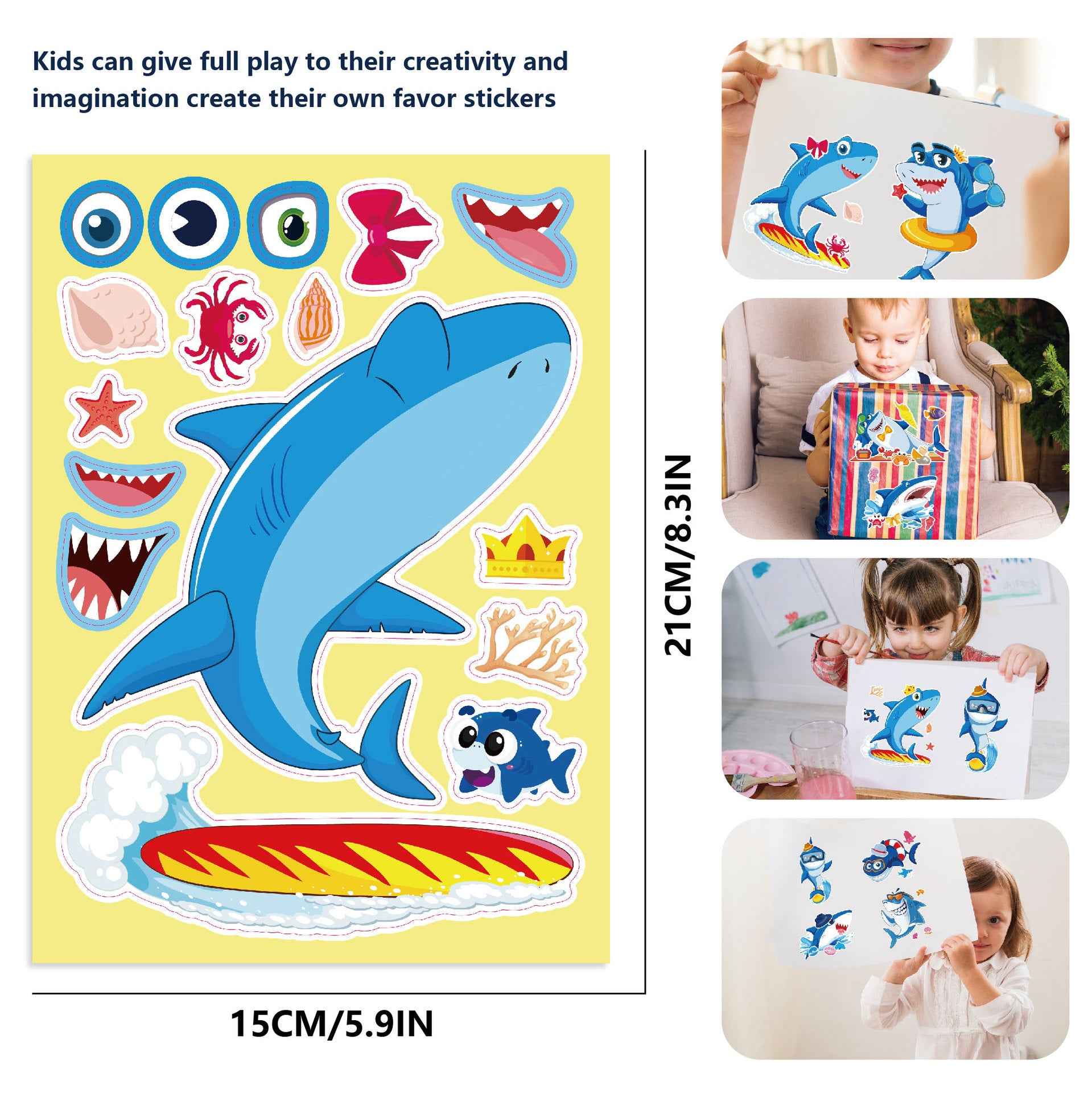 Make a Face Shark Sea Animal DIY Stickers for Kids 24 Sheets