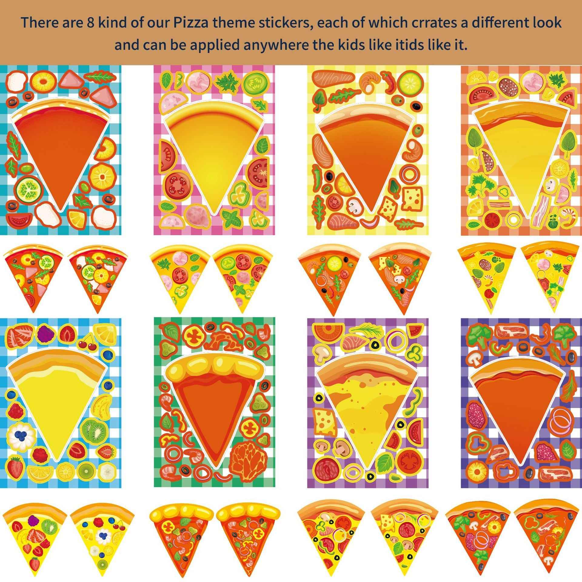Make a Face Pizza Stickers for Kids 24 Sheets
