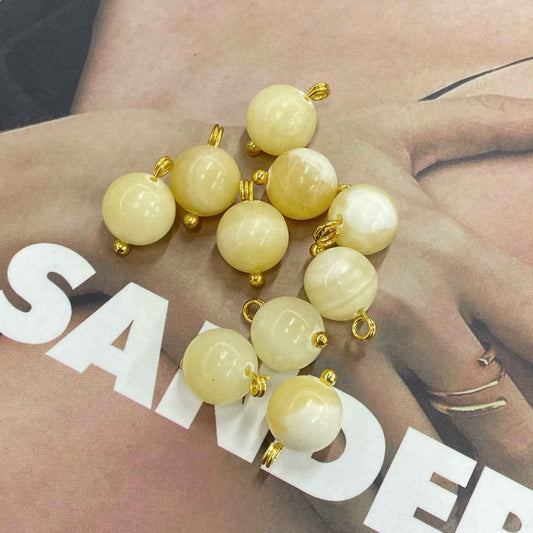10mm Chinese Style Natural Jade Stone Buttons 20pcs Beige