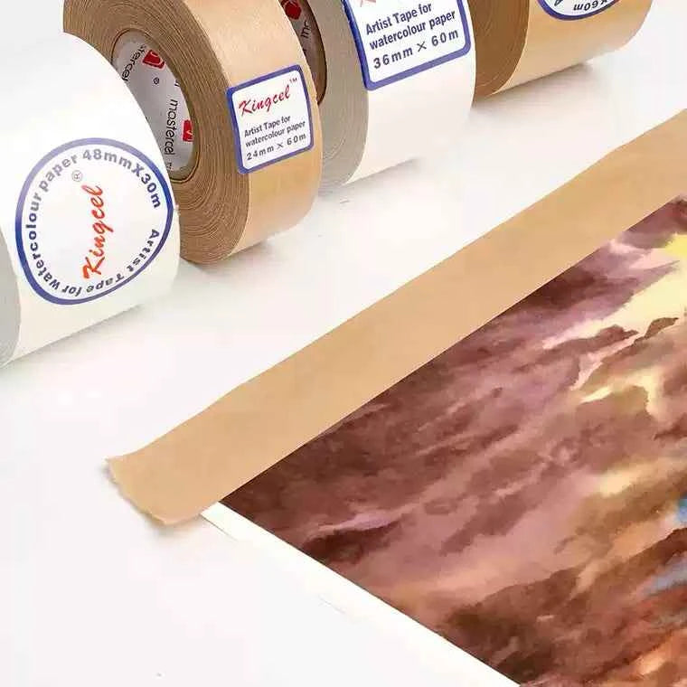 Kingcel Artist Tape White /Brown Kraft for Watercolor Paper