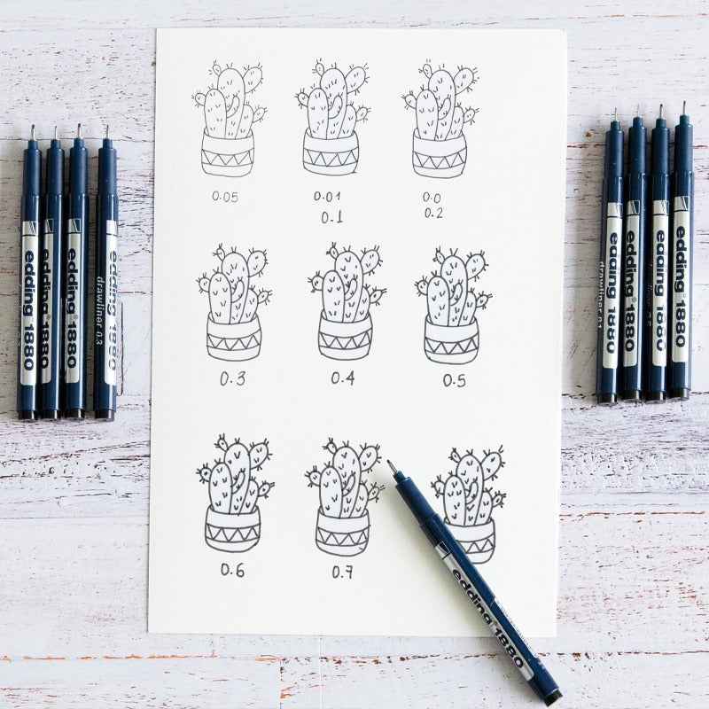 Edding 1880 Drawliner Fineliner Technical Pen Set,10 Count Black Ink