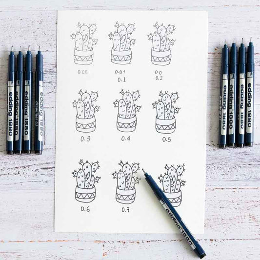 Edding 1880 Drawliner Fineliner Technical Pen Set,10 Count Black Ink