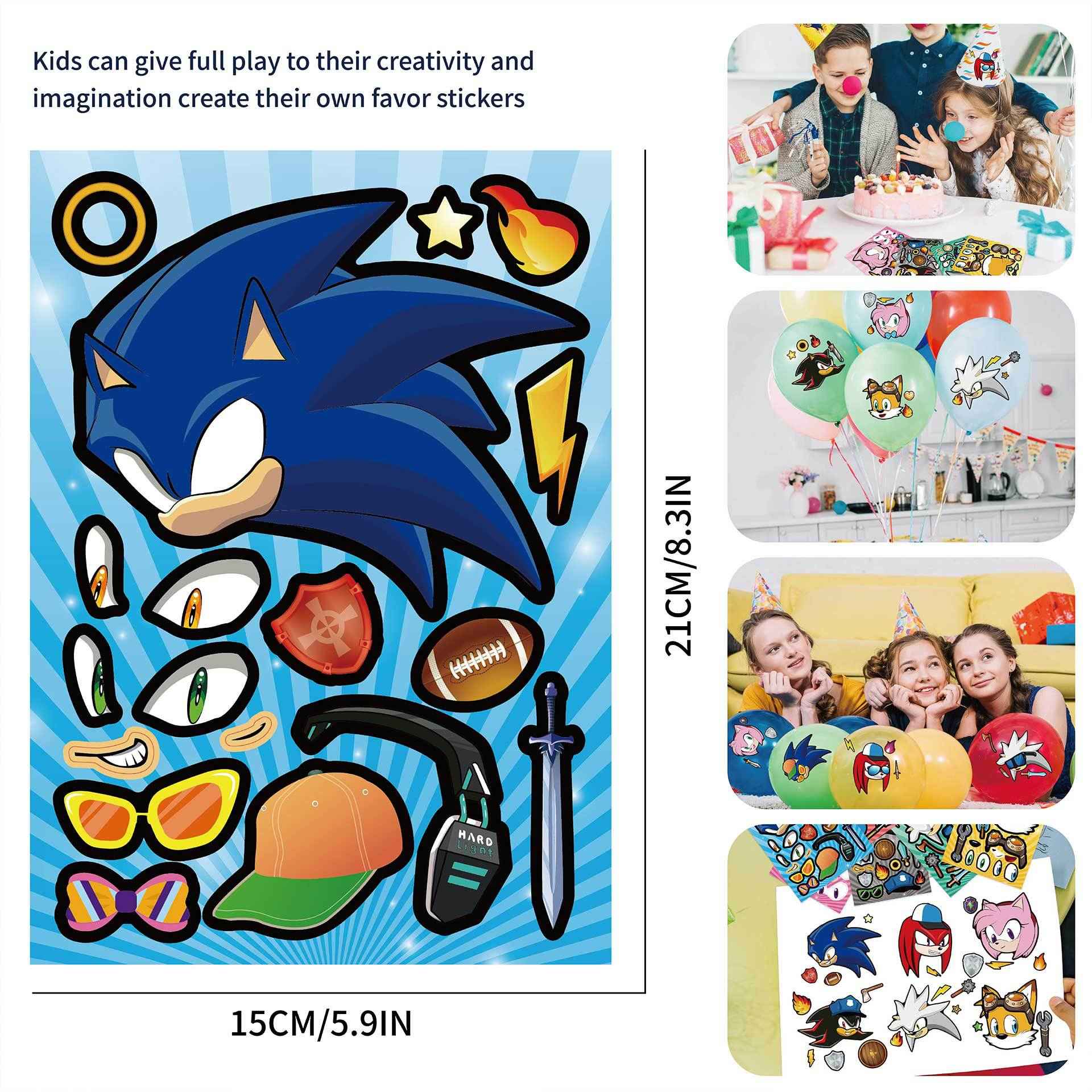 Make a Face Sonic the Hedgehog Anime Stickers for Kids 30 Sheets