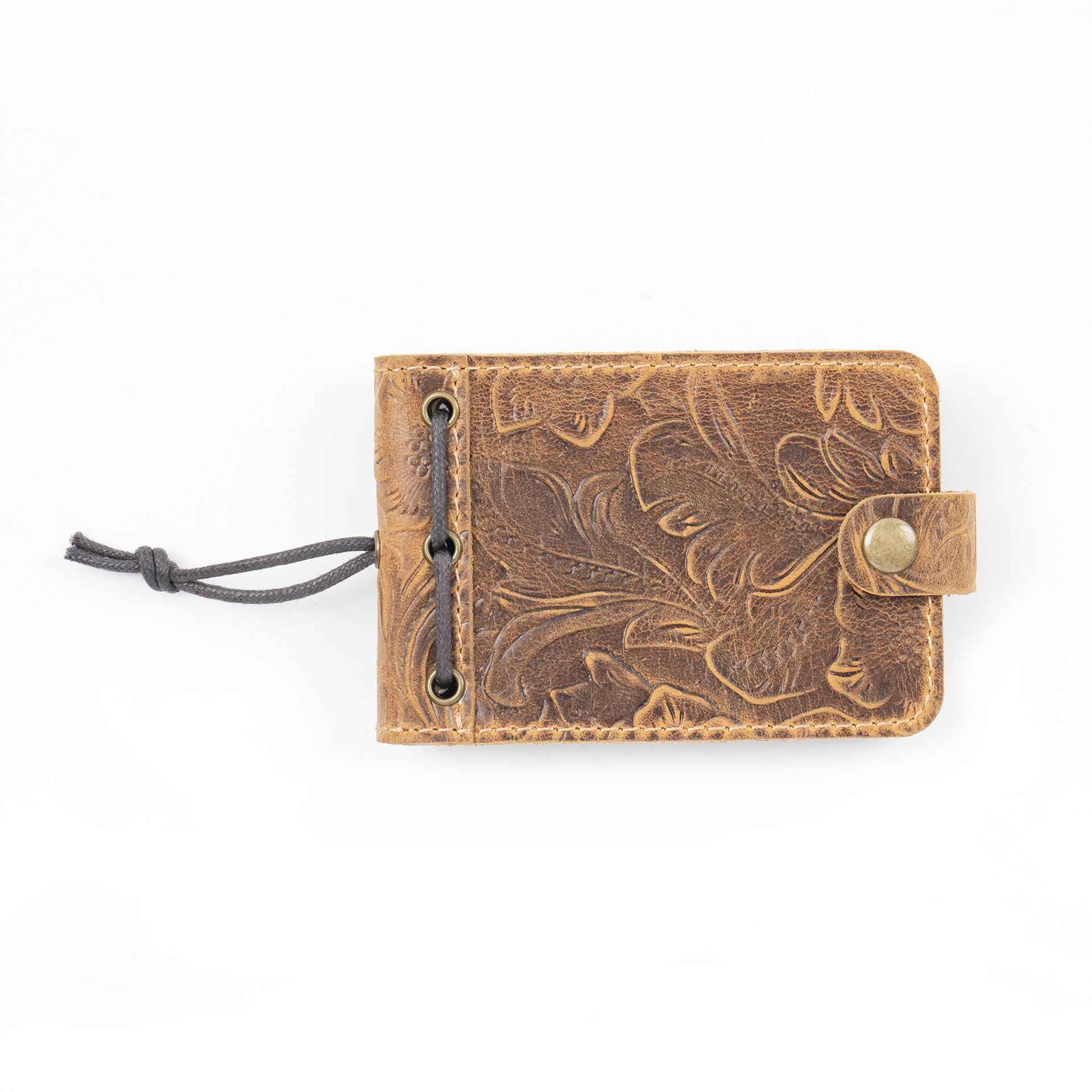 Mini Leather Pocket Notebook – 88-Sheet Memo Pad for Notes,Lists Flower Brown
