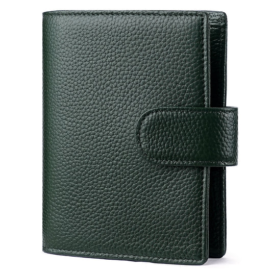 A7 Leather Pocket Notebook Wallet 6-Ring Binder Card,Cash & Coin Slots Green