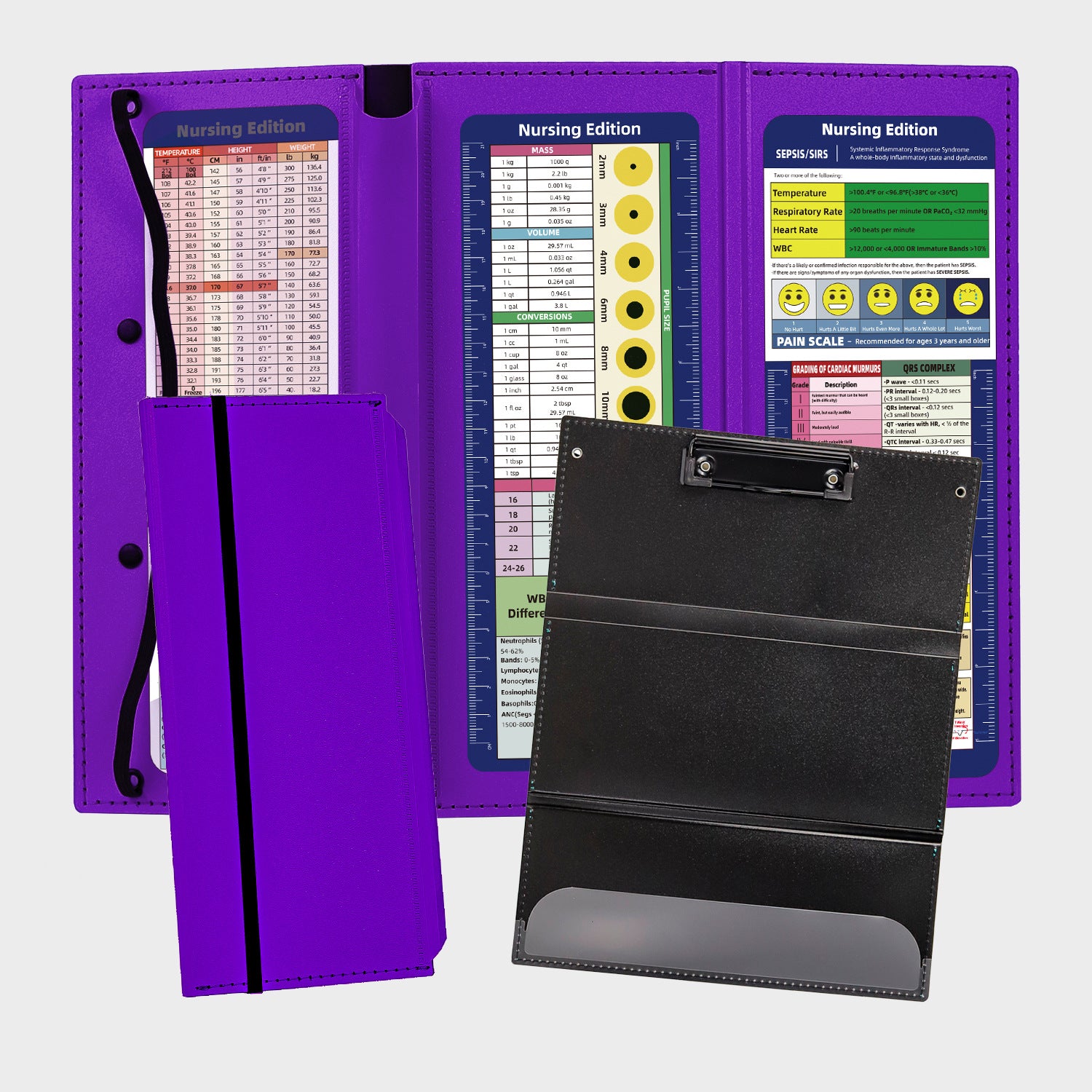 Nursing Foldable Plastic Clipboard 3 Layers with Medical Edition Sheet