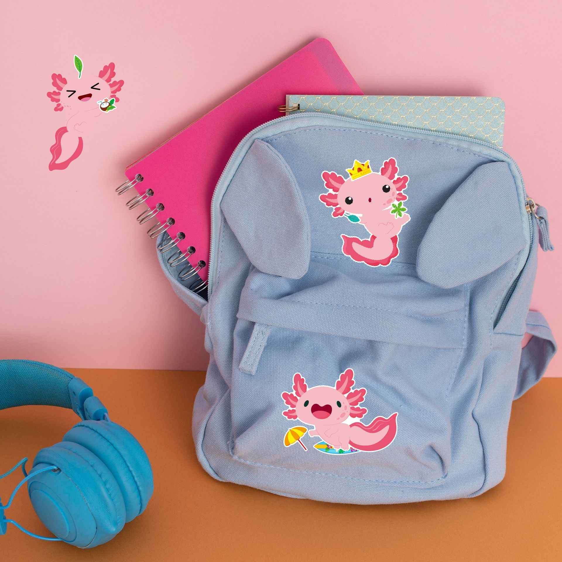 Make a Face Cartoon Axolotl Animal DIY Stickers for Kids 24 Sheets