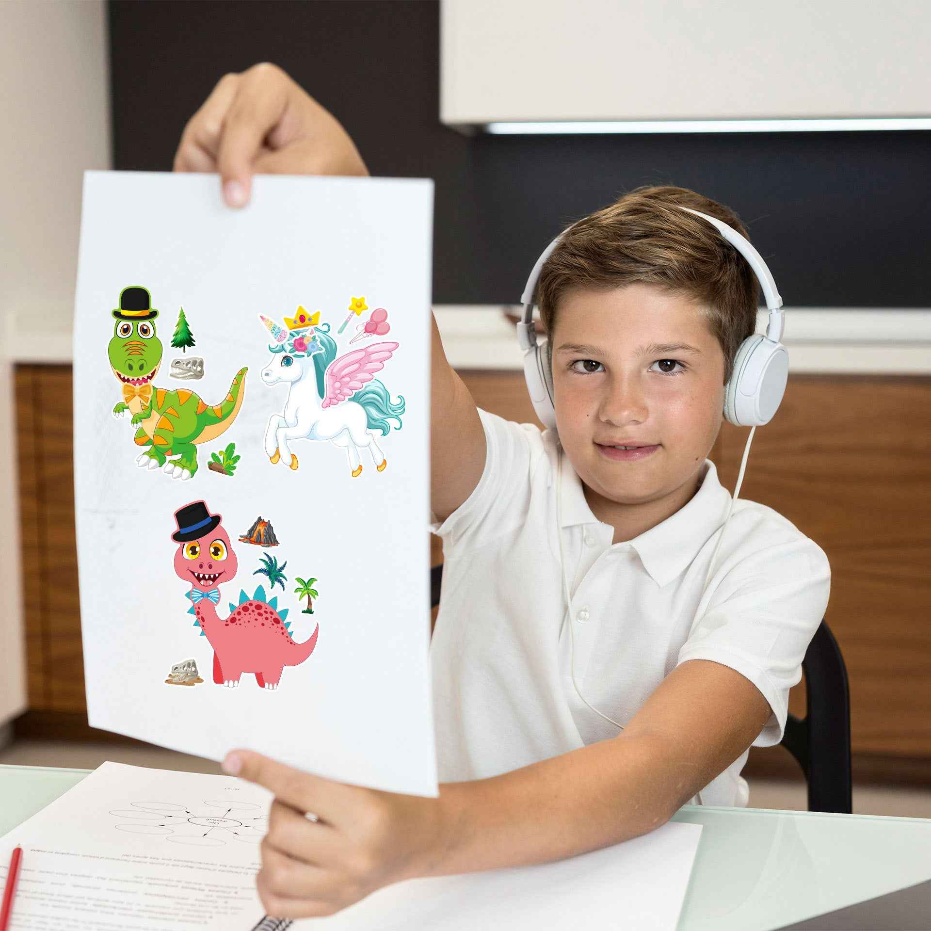 Make a Face Unicorn Dino Tiger DIY Stickers for Kids 24 Sheets