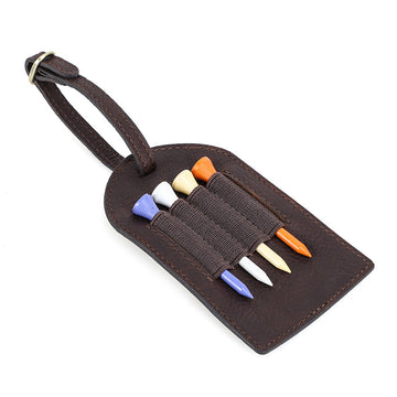 Leder Golfball-Tee-Halter – Kaffeebraune Gürtelclip-Tasche für die Taille, fasst 4 Tees