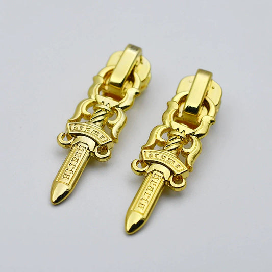 #3 Gold and Silver Metal outdoor gear Zipper Pulls 10pcs 1