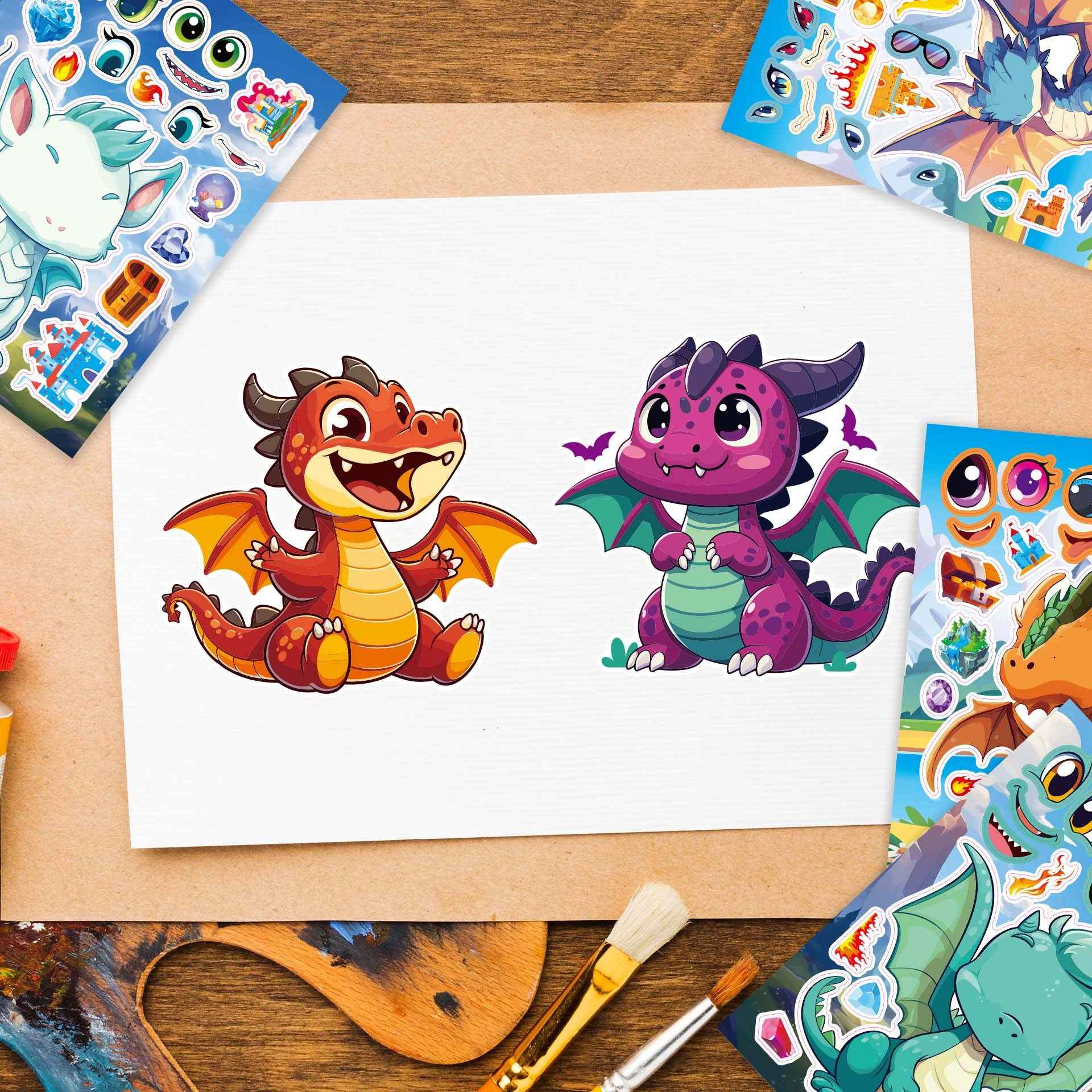 Make a Face Cartoon Charizard DIY Stickers for Kids 24 Sheets