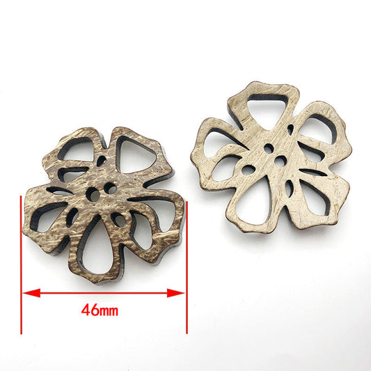 Vintage Flower Frog Coconut Shell DIY Craft Decorative Buttons 10pcs 1