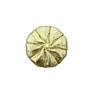 15–23 mm floral metal shank button, light gold, ridged flower relief