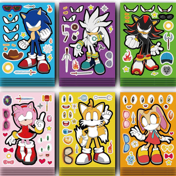 Make a Face Cartoon Sonic The Hedgehog Stickers for Kids 24 Sheets