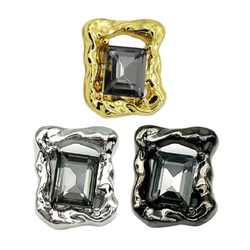 Beveled diamond rectangular hollow metal buttons: gold, silver-tone, gunmetal (set)