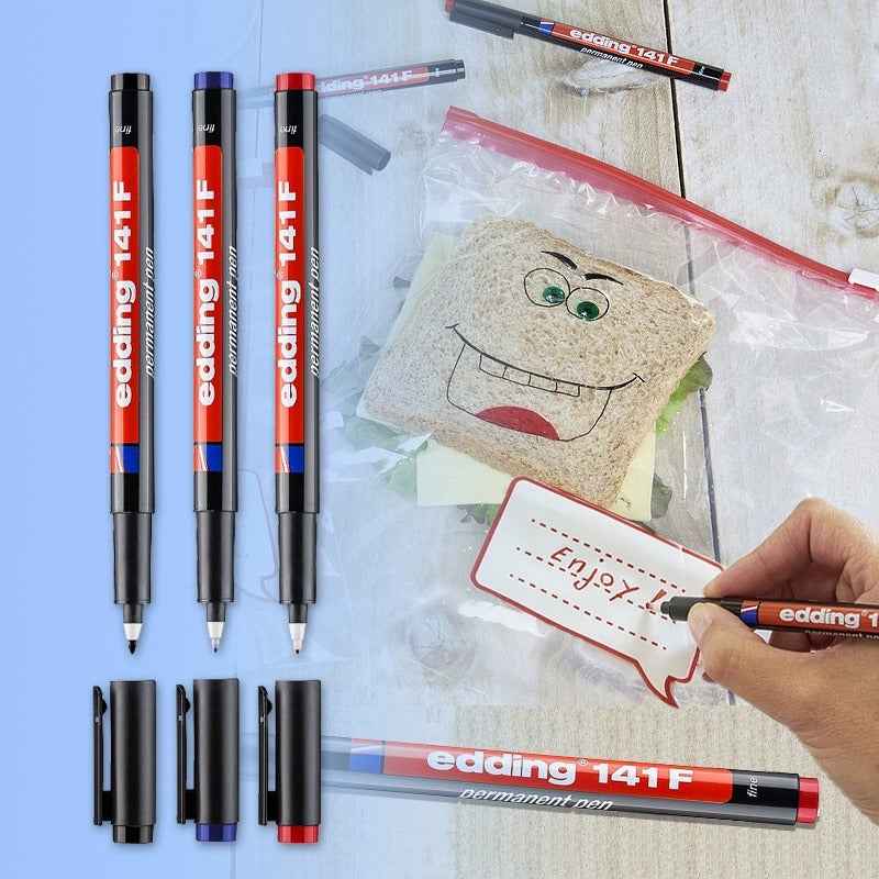 edding 142 M Permanente Marker Pen Black/Red/Blue Ink 10 Pack