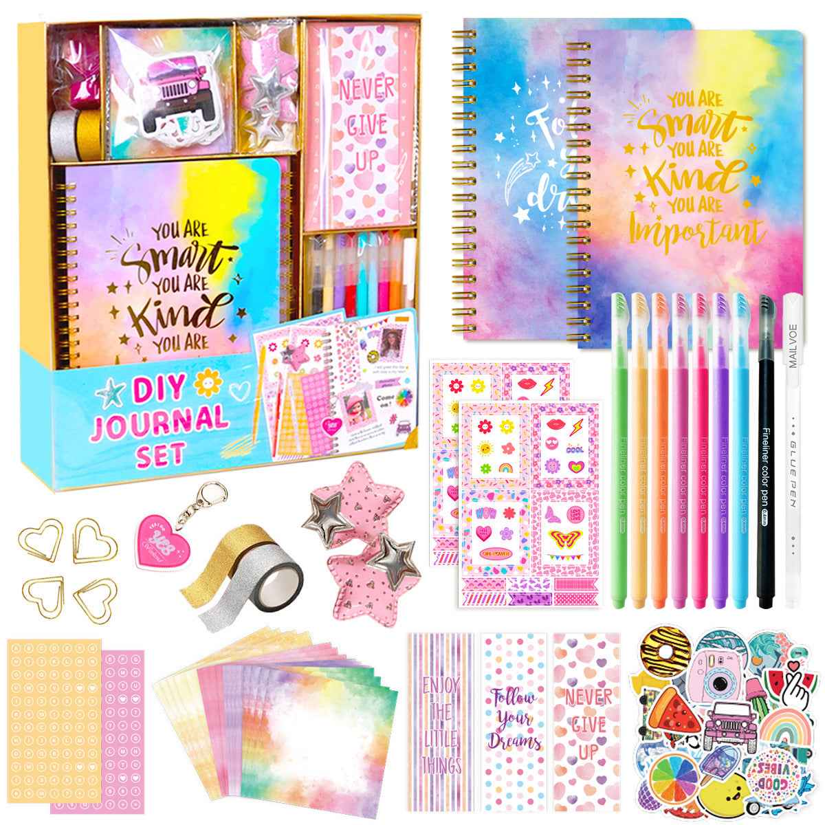 DIY Journal Kit for Girls - 13PCS Scrapbook Supplies Stationery Set