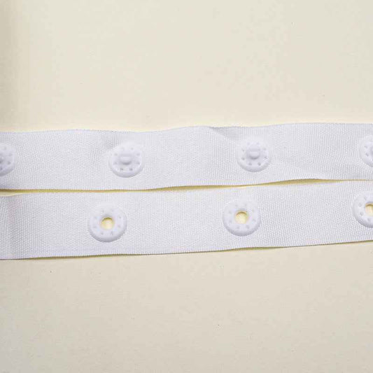 50mm Spacing Cloth Sewing Snap Fastener Button Tape 30 Yards White