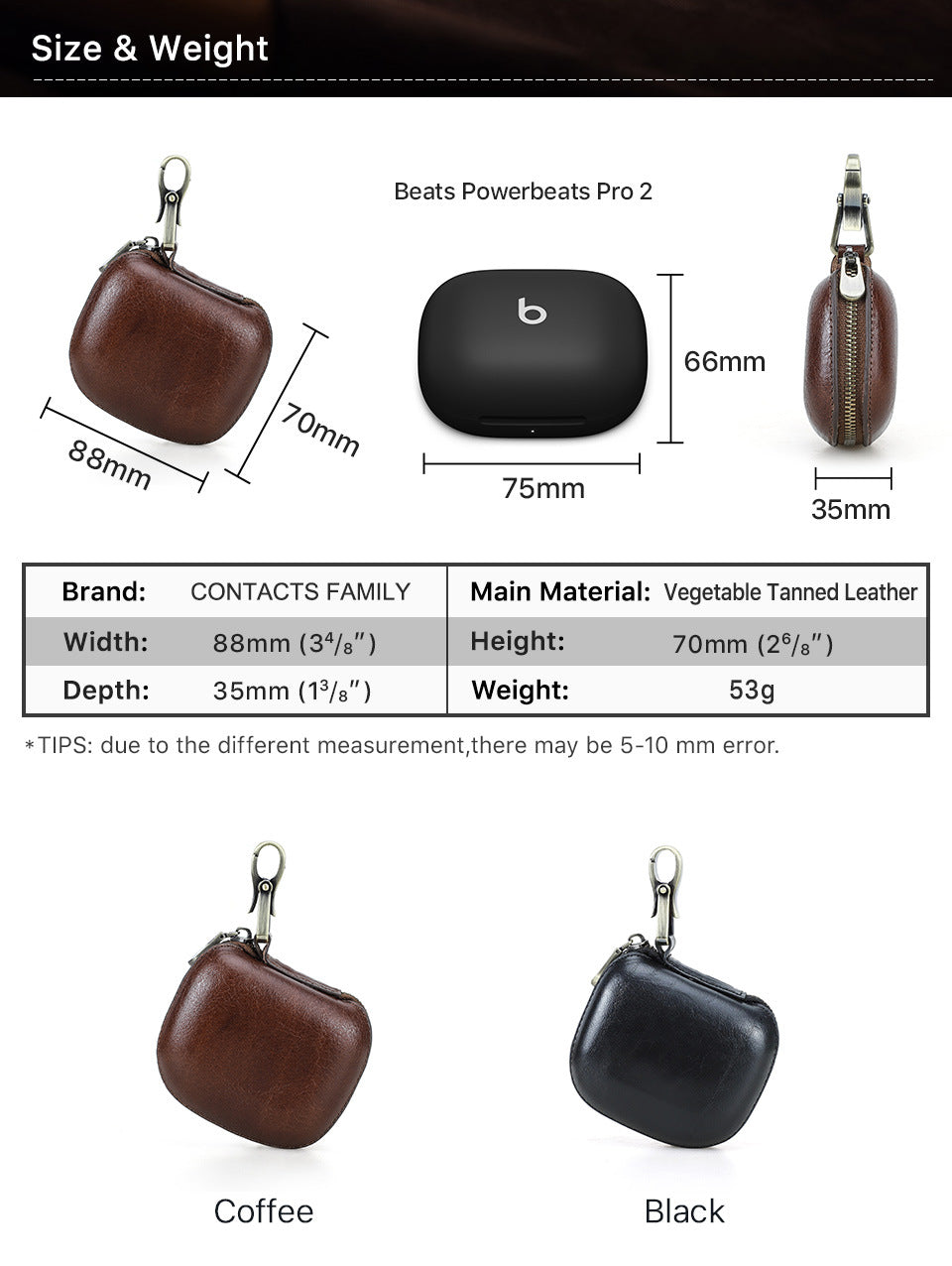 Genuine Leather Case for Apple Powerbeats Pro 2 Bluetooth Earphone Pouch