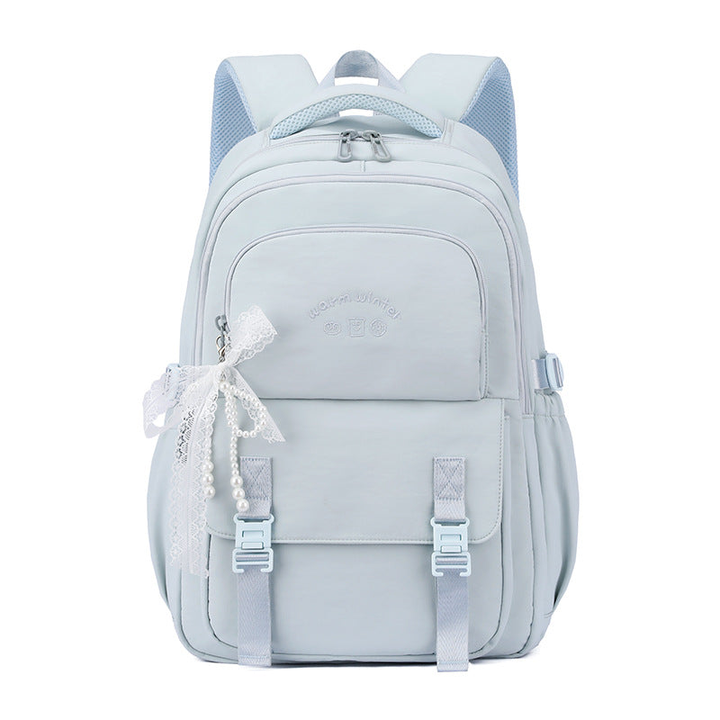 Large Capacity School Backpack for Teen Girls – Lightweight Oxford Fabric Daypack Light Blue
