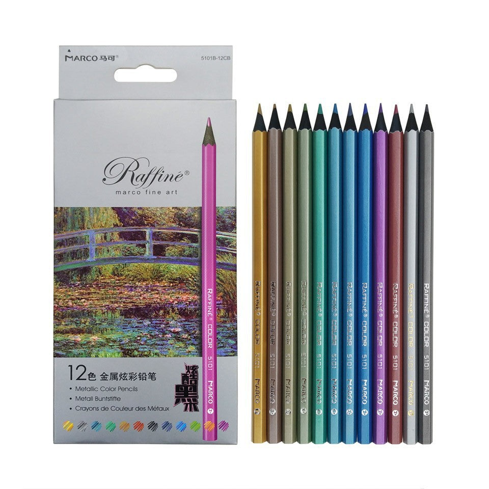 Marco Collection MARCO 5101 Metallic Colored Pencils 12 Colors