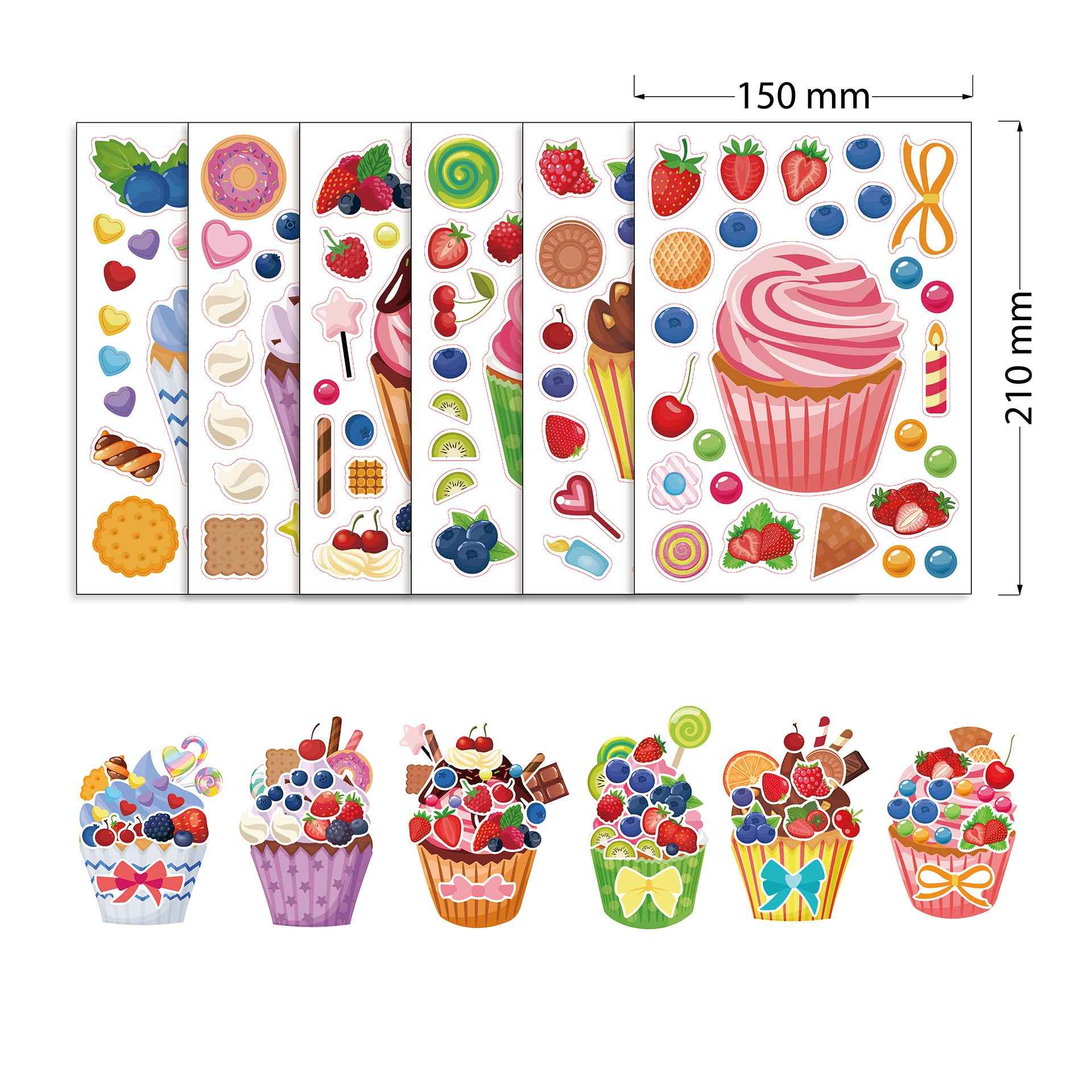 Make a Face Strawberry Ice Cream Stickers for Kids 24 Sheets