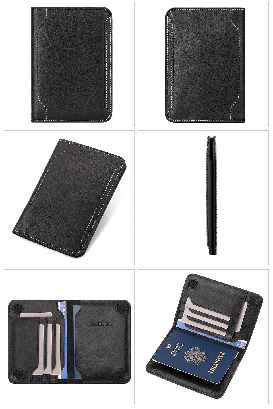 Top Grain Leather Passport Holder Travel Document Wallet