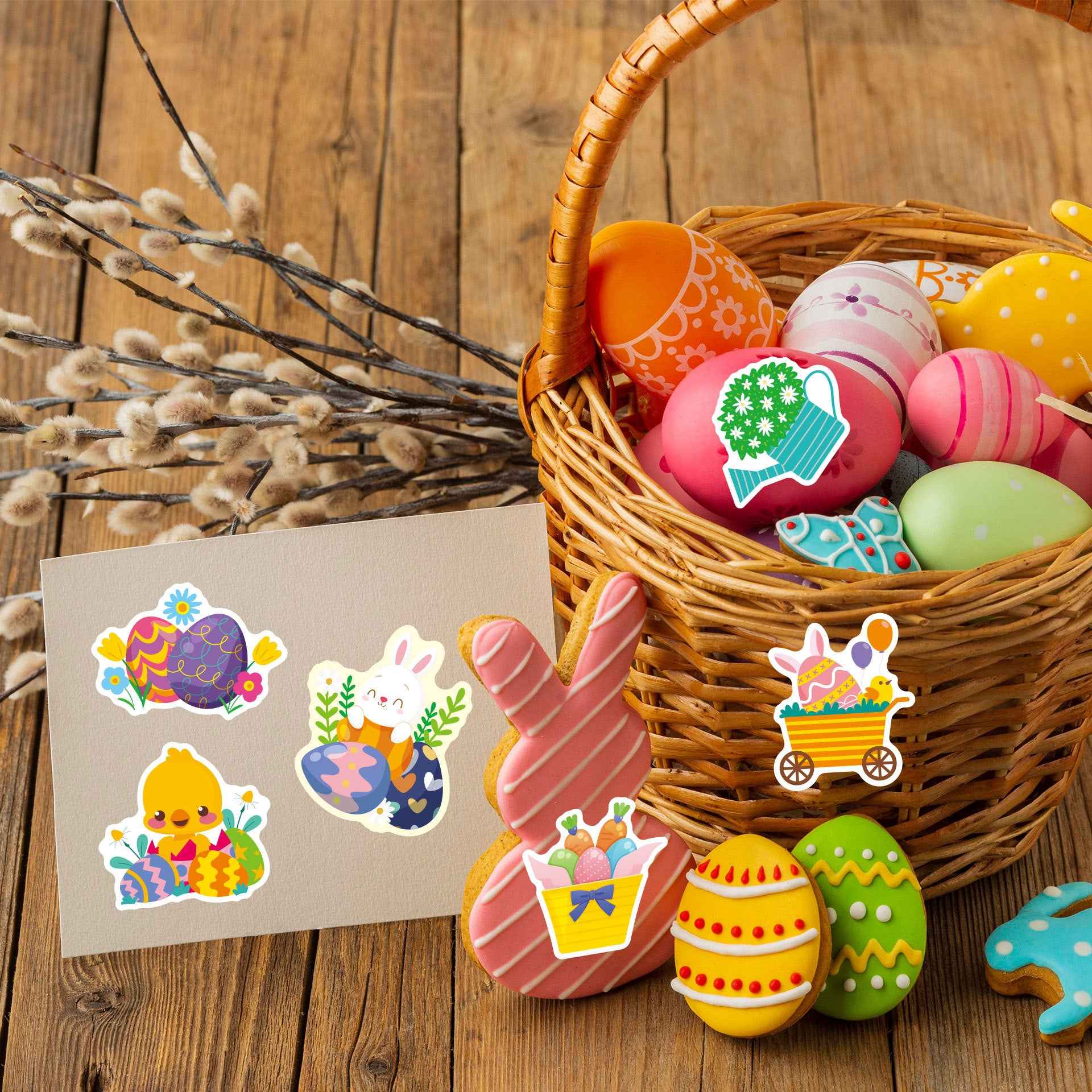 Make a Face Cartoon Happy Easter Stickers for Kids 24 Sheets