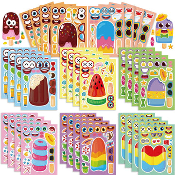 Make a Face Anime Popsicle Ice Lolly Stickers for Kids 24 Sheets