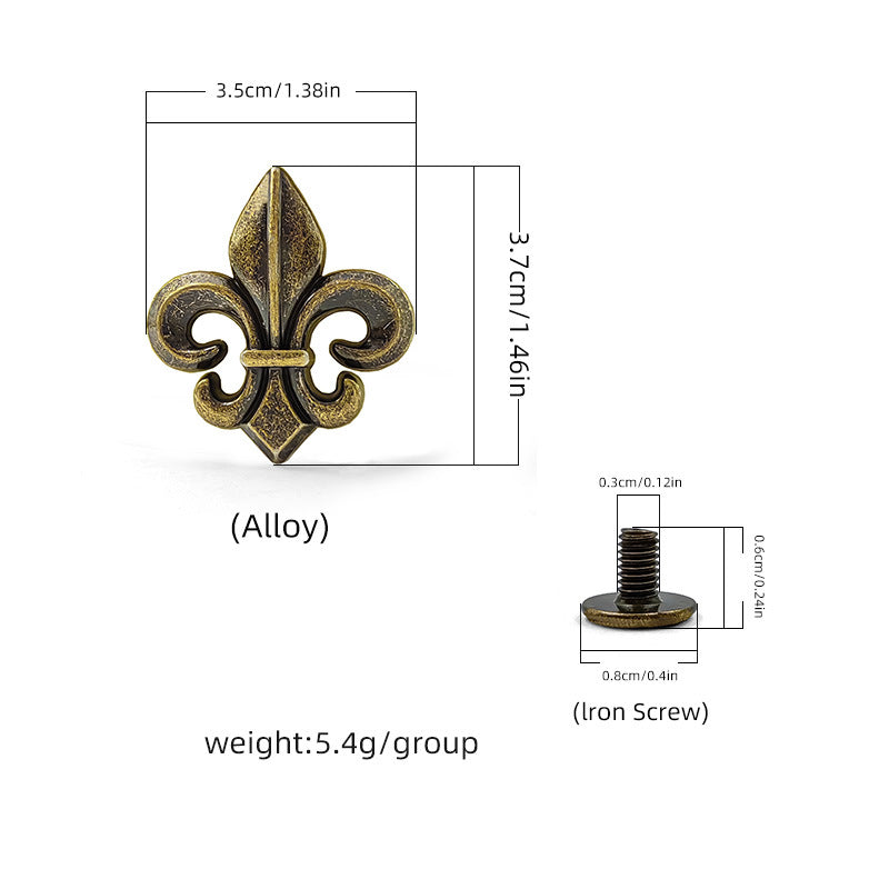 Schraubniet-Studs, bronzefarbene Fleur-de-Lis Ornamente mit Gewindeschraube